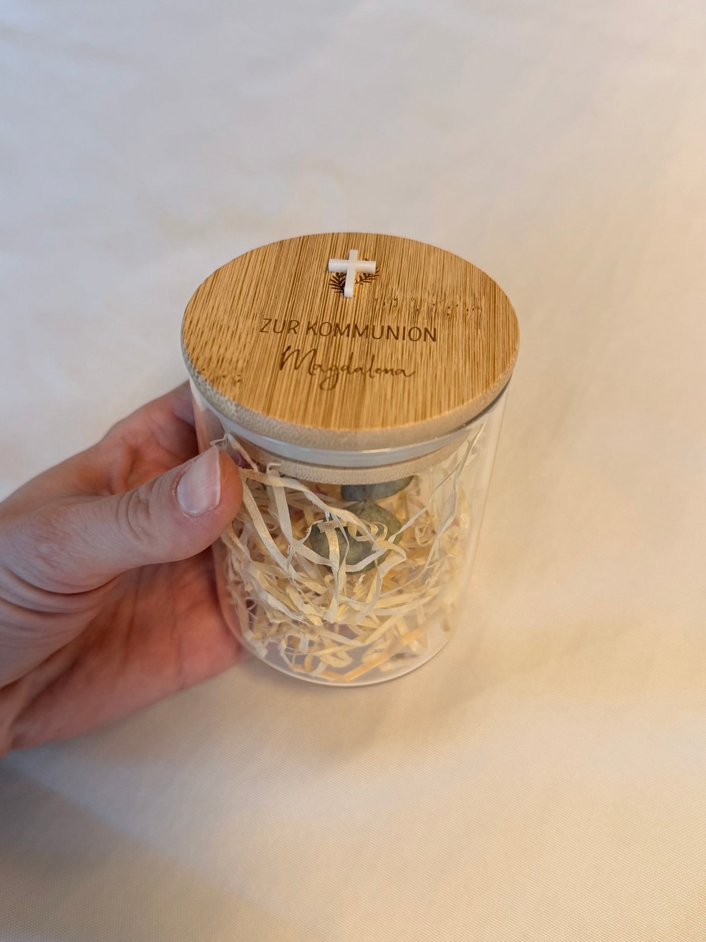 Personalisiertes Glas zur Erstkommunion/Firmung