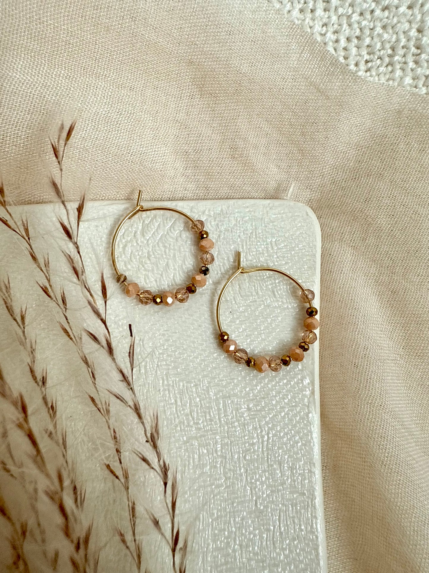 Creolen „Hämatit" Beige Mini