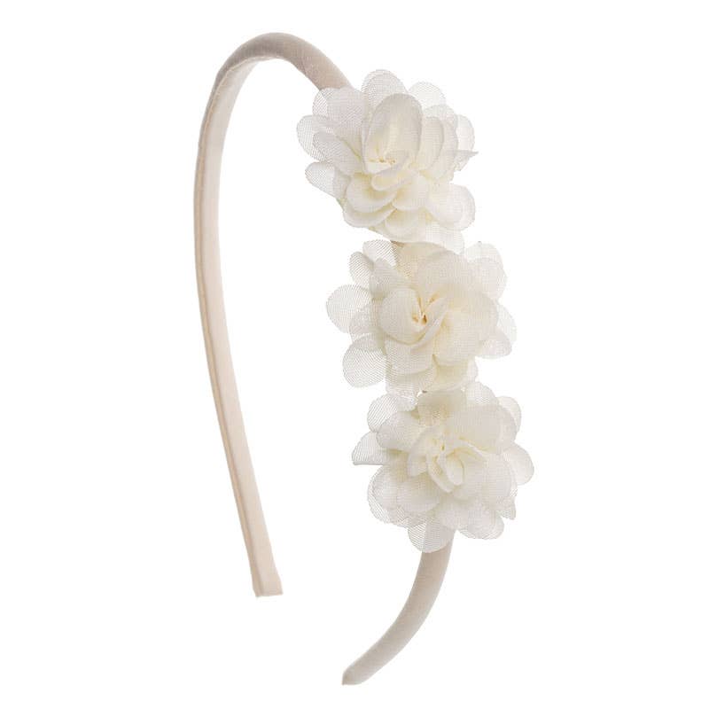 Weiches Baby-Stirnband mit 3 Chiffonblüten