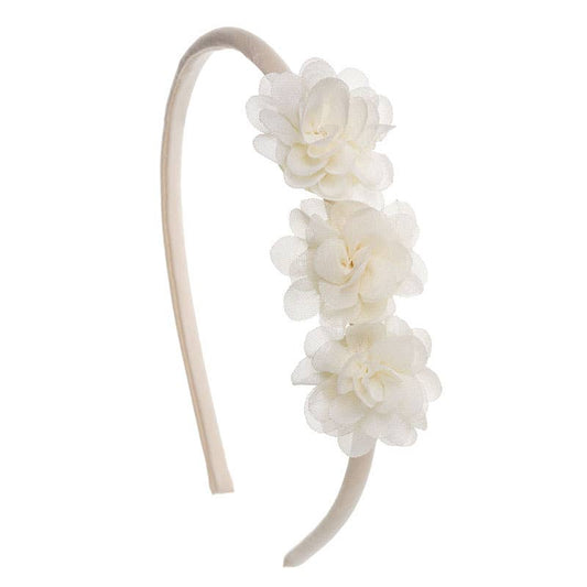 Weiches Baby-Stirnband mit 3 Chiffonblüten