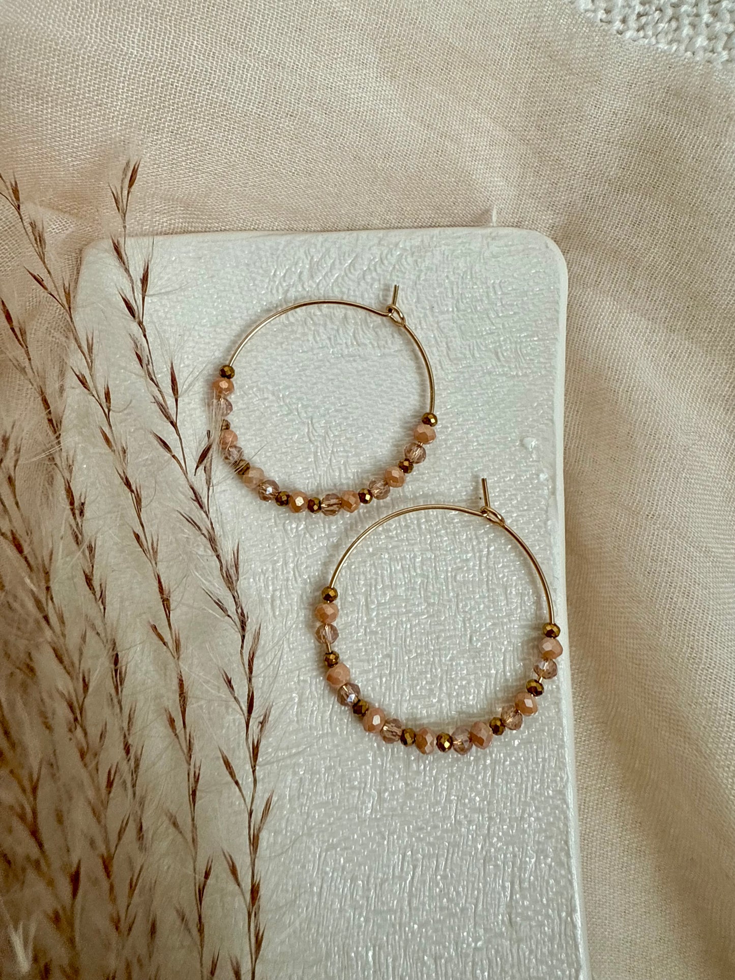 Creolen "Hämatit" Beige