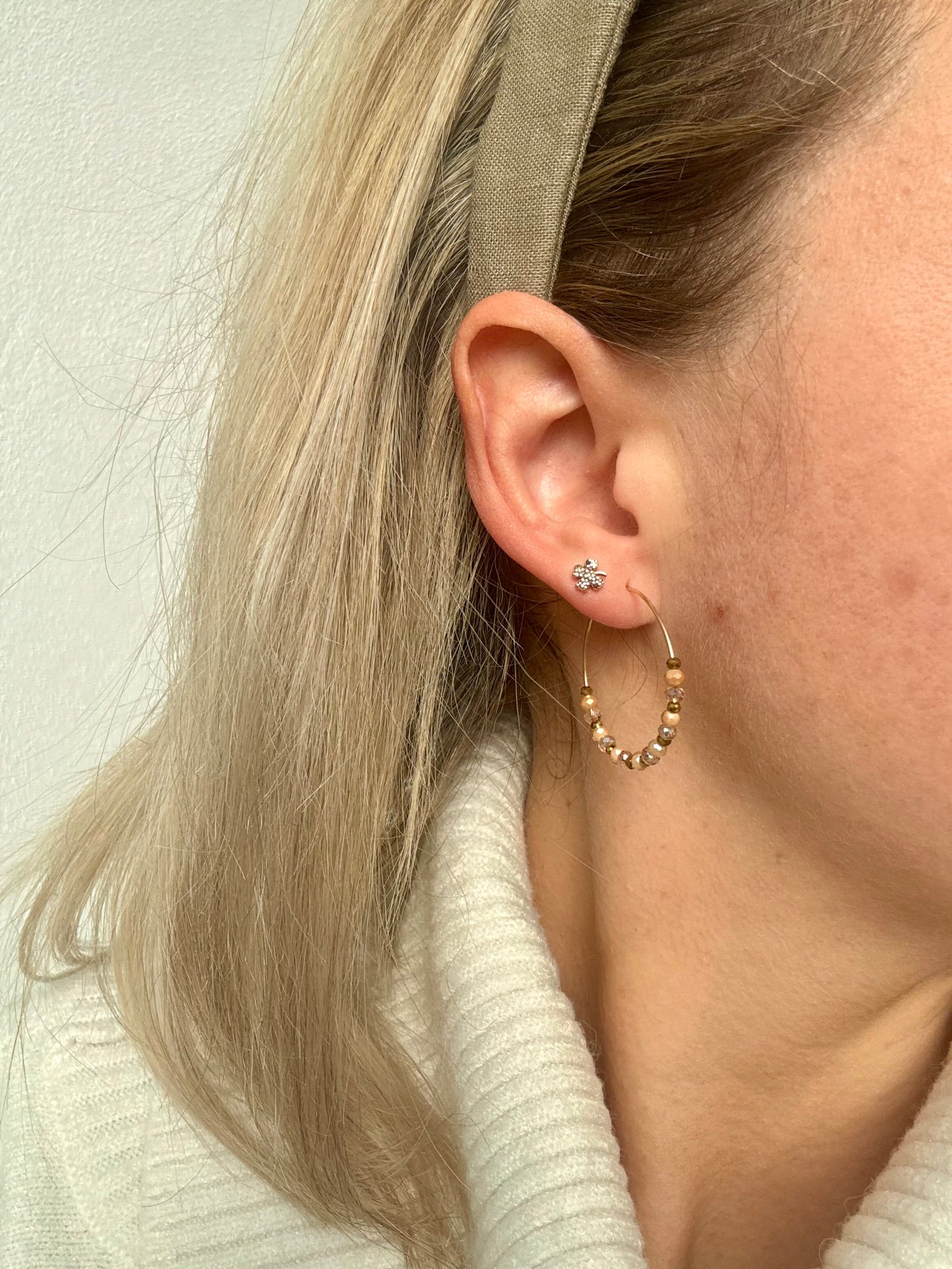 Creolen "Hämatit" Beige