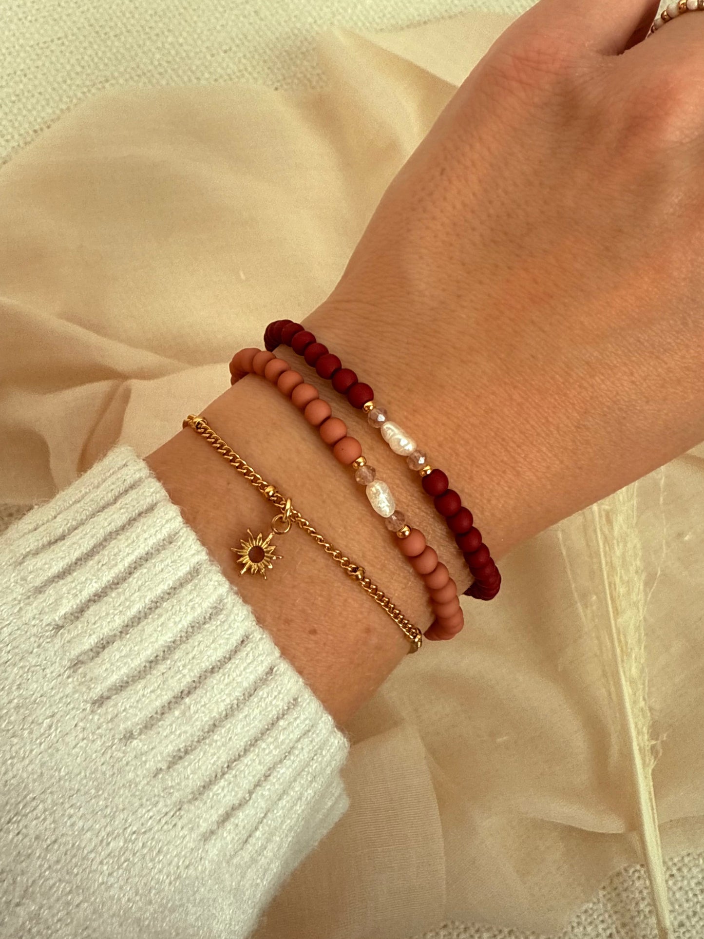 Perlenarmband "Perle" in Altrosa