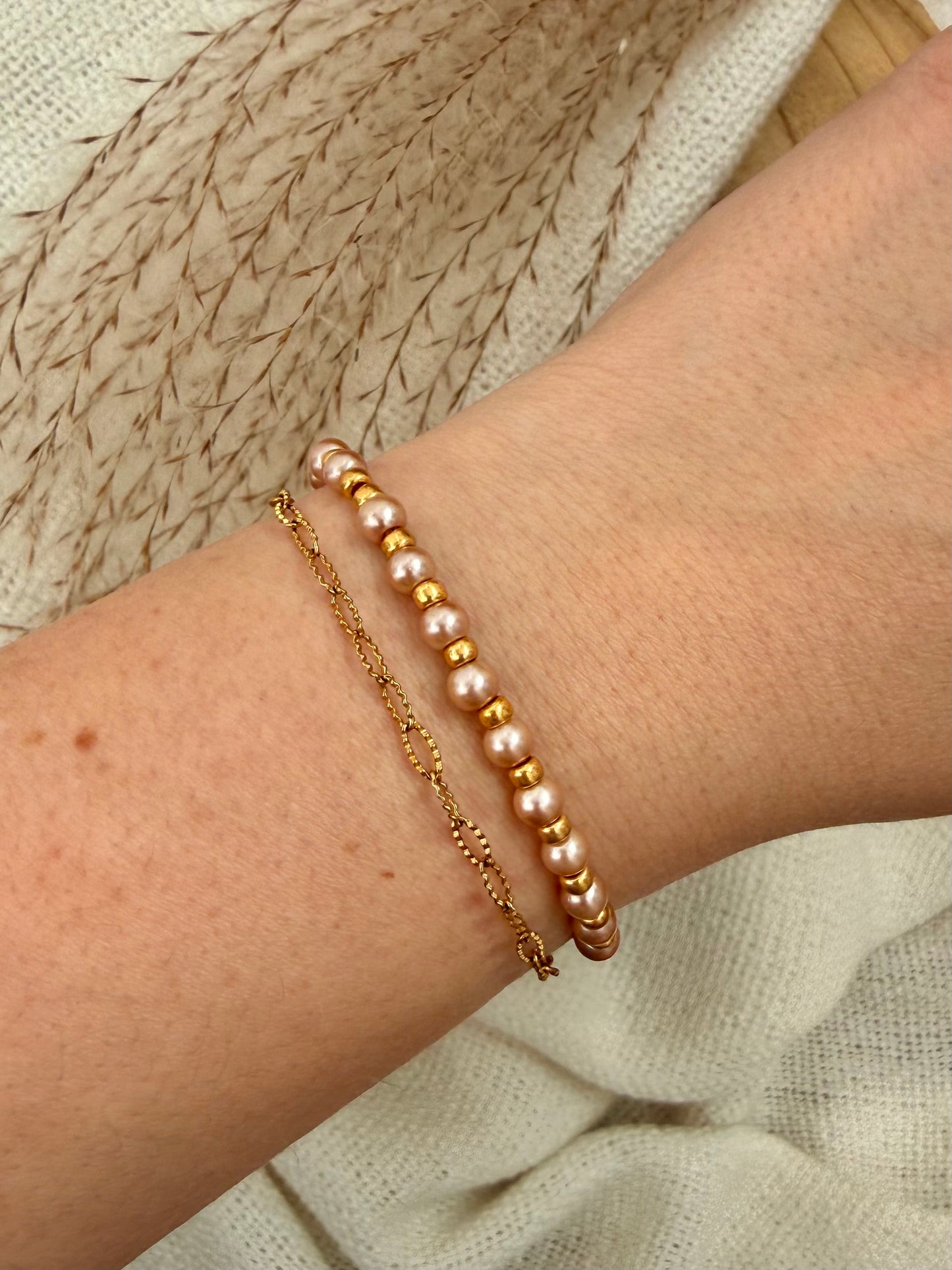 Perlenarmband "Gold/BEIGE"