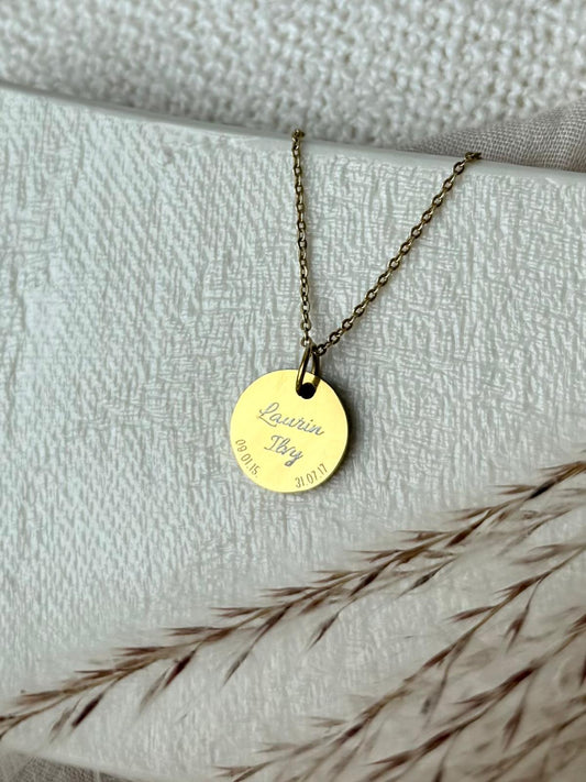 Gravur Halskette "Name & Datum"