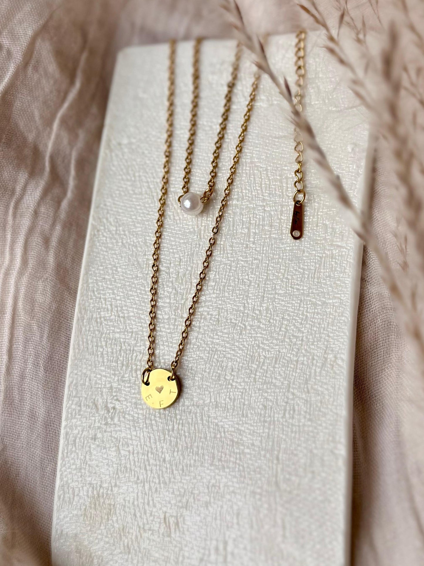 Doppelte Halskette „Perle & Coin“