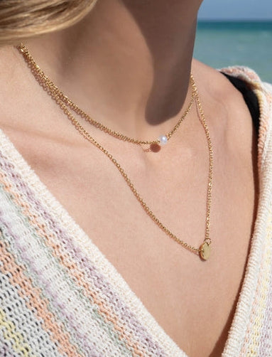 Doppelte Halskette „Perle & Coin“