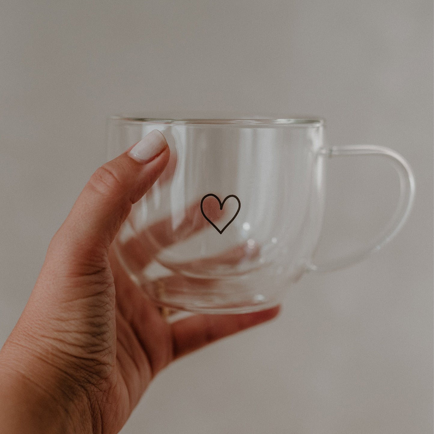Doppelwandige Glastasse Herz 250ml