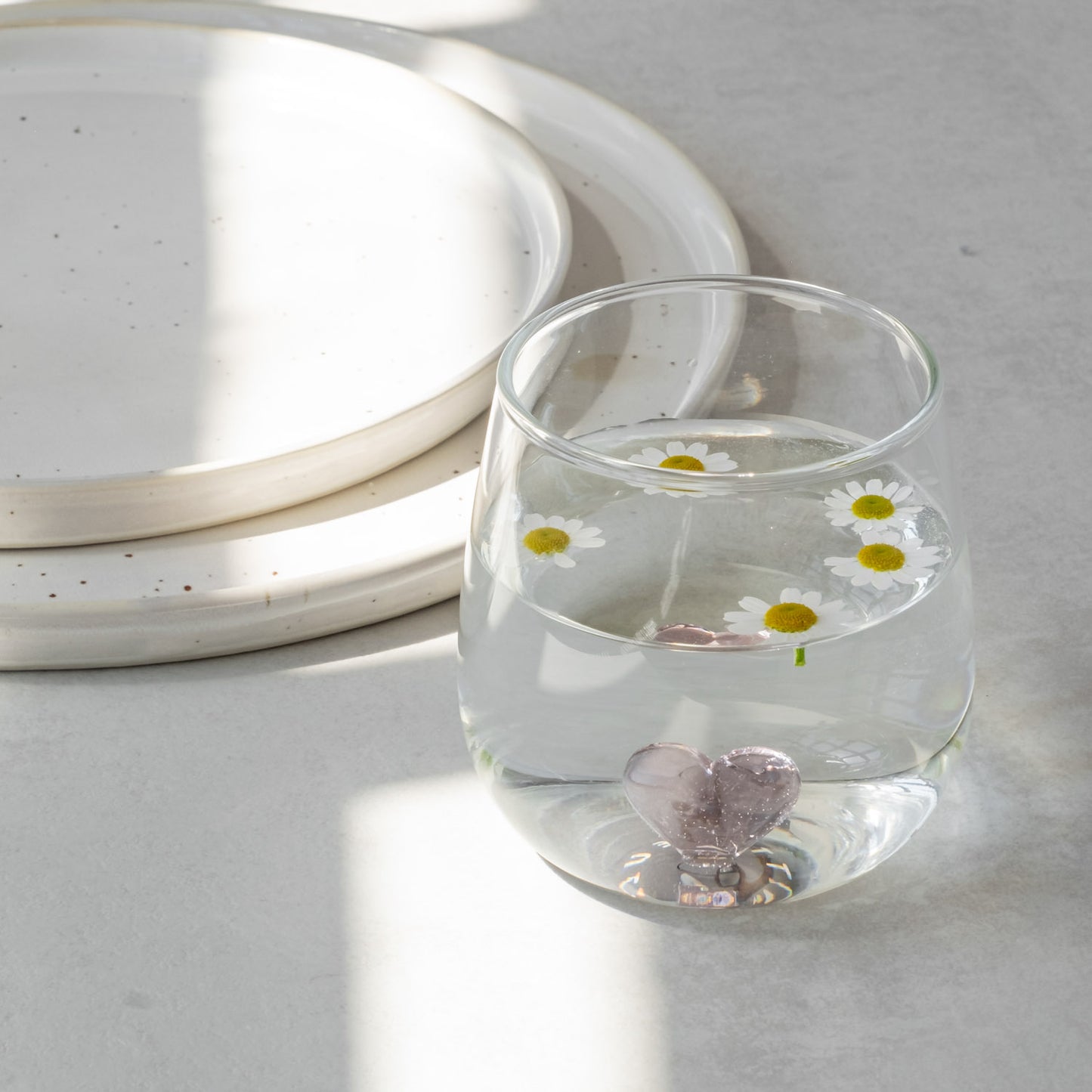 Trinkglas Herzfigur Rosa