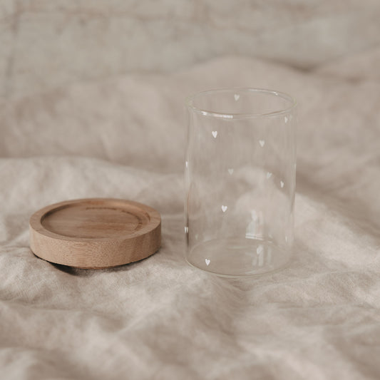 Mini Vorratsglas Herzen weiß