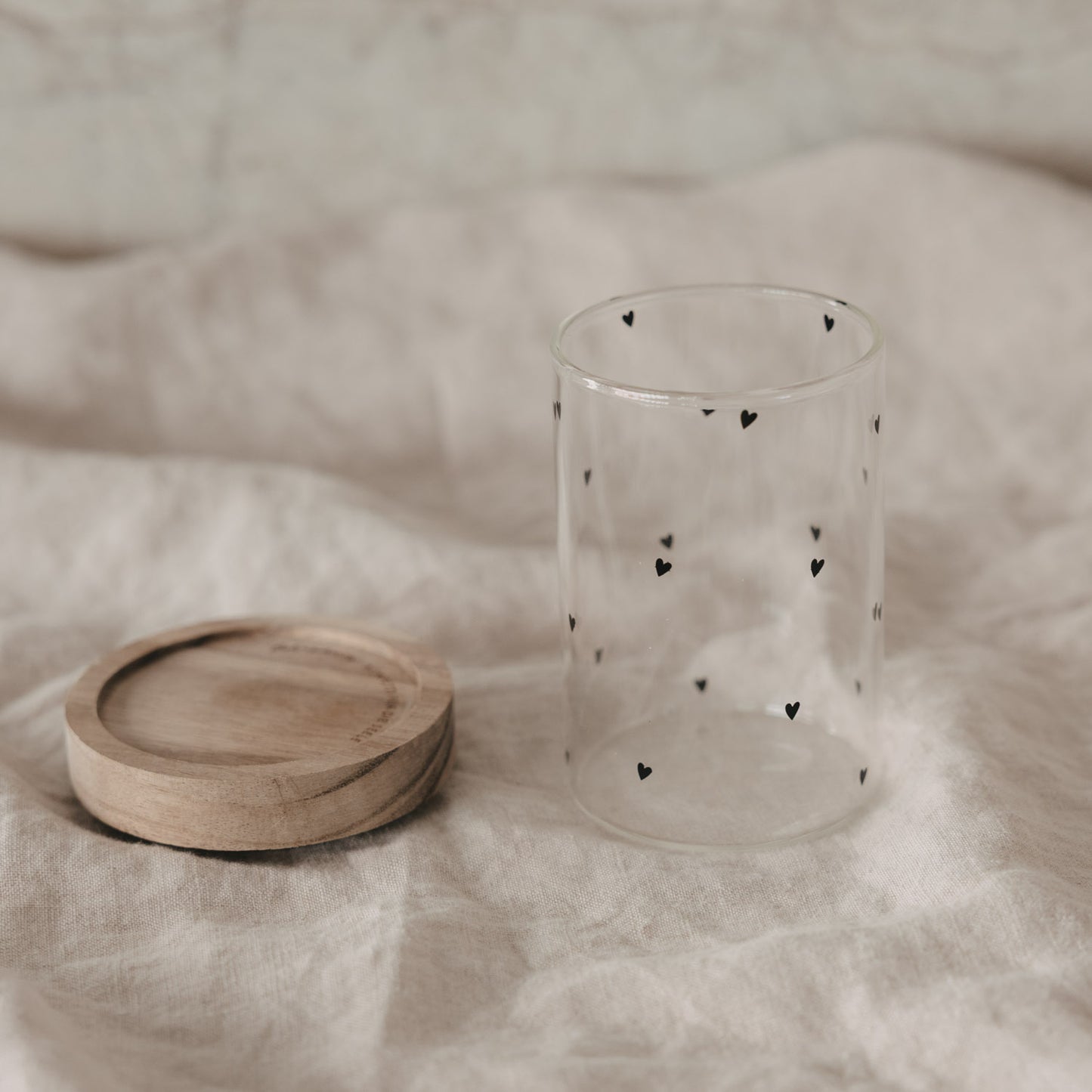 Mini Vorratsglas Herzen schwarz