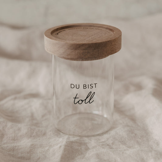 Mini Vorratsglas "Du bist toll" schwarz